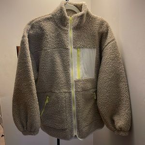 Universal Thread Sherpa zip up with highlighter yellow detail and pocket